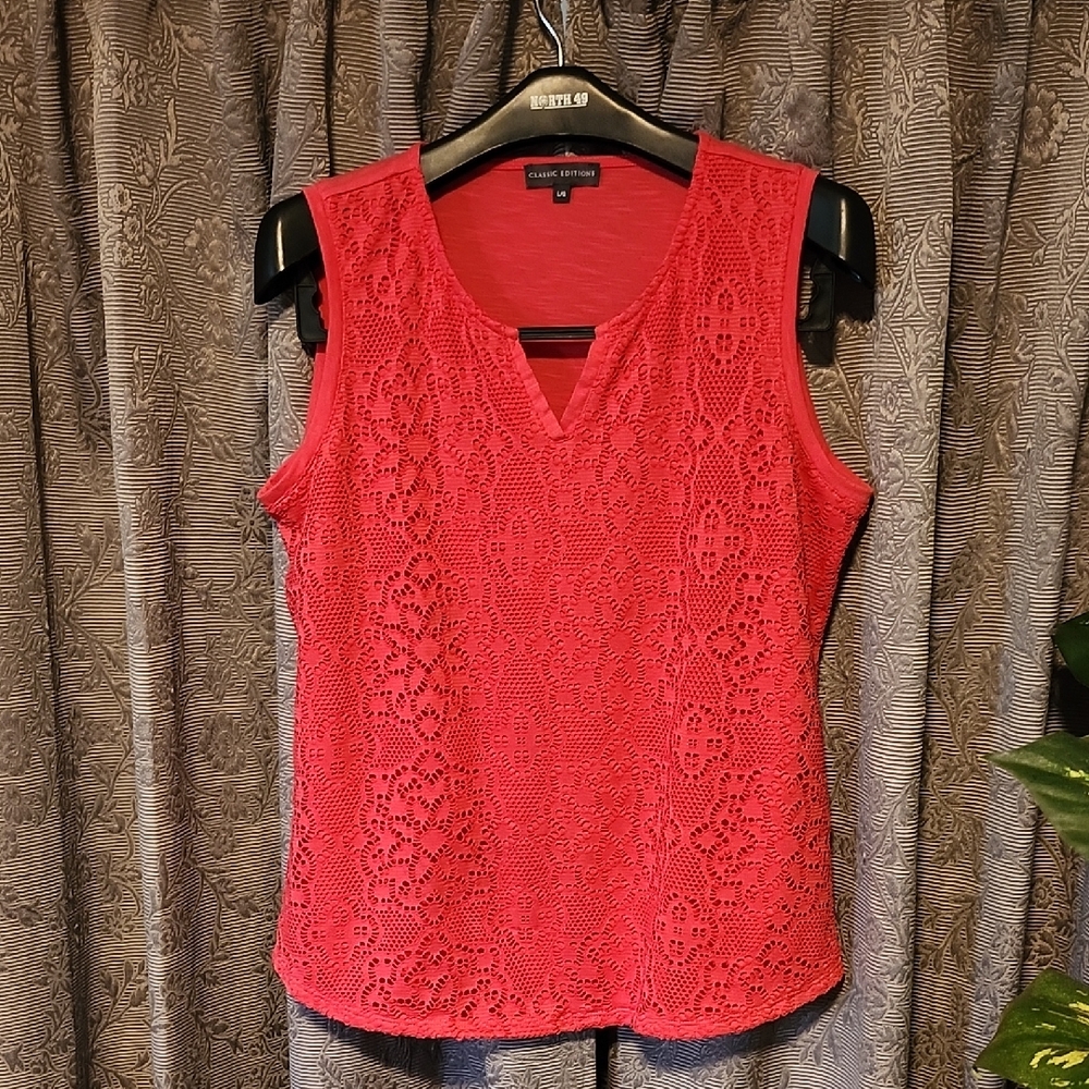 Women's Pink Lace Tank Top